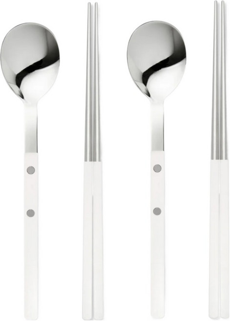 보겐 미네뜨 감성 수저 세트, 화이트, 2세트, 숟가락 2개 + 젓가락 2쌍