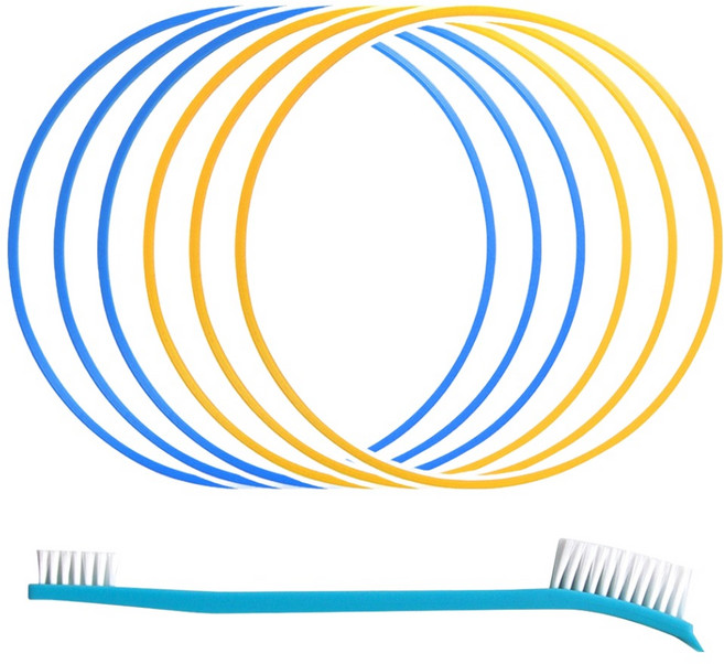깔끔왕 실리콘 식판뚜껑 고무패킹 교체키트 4mm 2종 + 세척솔 세트, 블루, 노랑, 1세트, 실리콘 6p + 세척솔