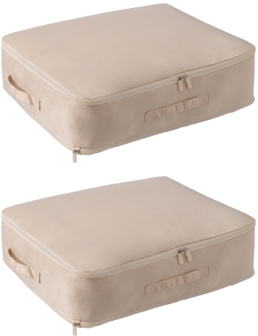 리빙공감 이불 의류 압축 파우치 정리함, 아이보리, 2개