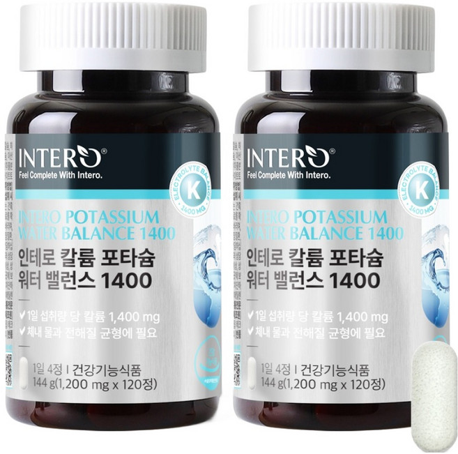 인테로 칼륨 포타슘 워터밸런스 1400, 120정, 2개