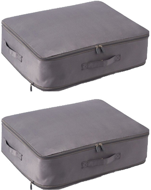 리빙공감 이불 의류 압축 파우치 정리함, 그레이, 2개