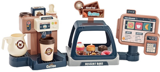 지아청 하늘썬별 커피 전문점 도넛 마트 계산대 놀이 jiach66895, 블루, 1개