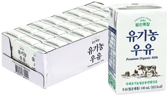 범산목장 유기농 우유, 140ml, 24개 - 쿠팡
