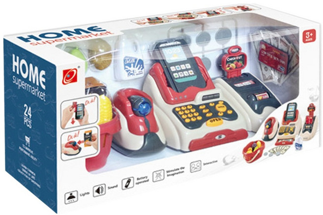 지아청 하늘썬별 3 in 1 홈 슈퍼마켓 계산대 놀이 jiach66892, 혼합색상, 1개