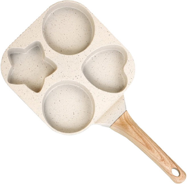 HONDONI 日式麥飯石日月星辰早餐鍋煎蛋神器/不沾鍋 V6 白色, 19cm, 1個