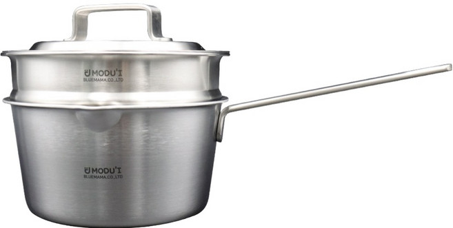 블루마마 인덕션 스텐316 무연마제 편수냄비 + 찜기 + 뚜껑 세트, 17.5cm, 1세트