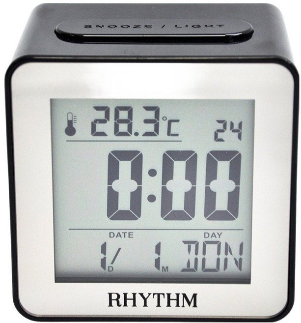 RHYTHM 日本麗聲時計 多功能夜燈鬧鐘, 黑色