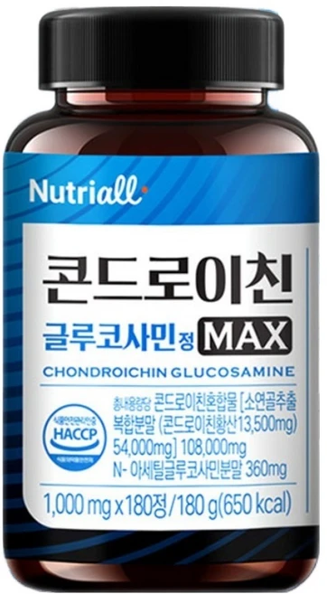 뉴트리올 콘드로이친 글루코사민 1000mg 180g, 180정, 1개 - 쿠팡