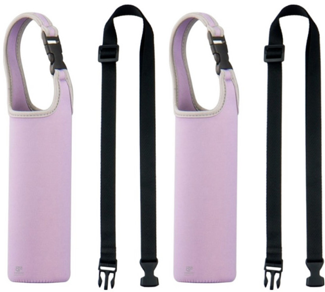 요모픽 핸디형 보틀 말랑 크로스 물병 파우치, 라일락, 2개