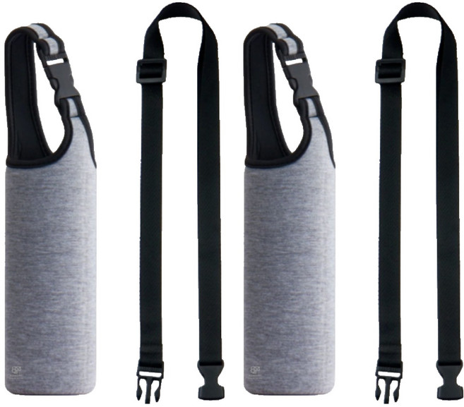 요모픽 핸디형 보틀 말랑 크로스 물병 파우치, 그레이, 2개