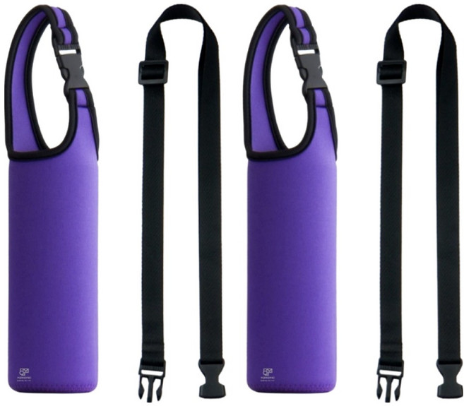 요모픽 핸디형 보틀 말랑 크로스 물병 파우치, 퍼플, 2개