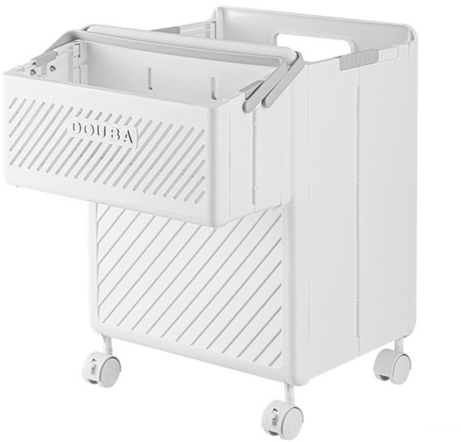 小麥購物 浴室多功能髒衣收納籃, 白色