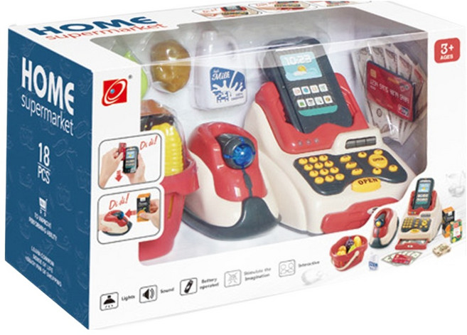 지아청 하늘썬별 2 in 1 홈 슈퍼마켓 계산대 놀이 jiach66893, 혼합색상, 1개