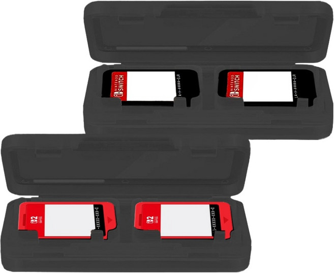 스페이스쉴드 닌텐도 스위치 시리즈 호환 포켓 팟 게임 카드 카트리지 수납 정리 보관 PC 4슬롯 케이스, 블랙, 2개, 스페이스쉴드 닌텐도 스위치 시리즈 호환 포켓 팟 게임 카드 카트리지 수납 정리 보관 PC 케이스 4슬롯