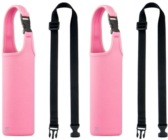 요모픽 핸디형 보틀 말랑 크로스 물병 파우치, 베이비 핑크, 2개