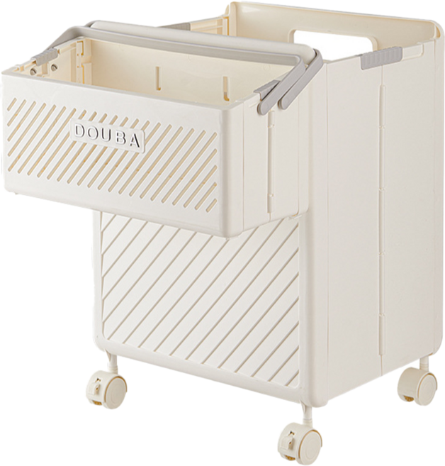 小麥購物 浴室多功能髒衣收納籃, 奶油白