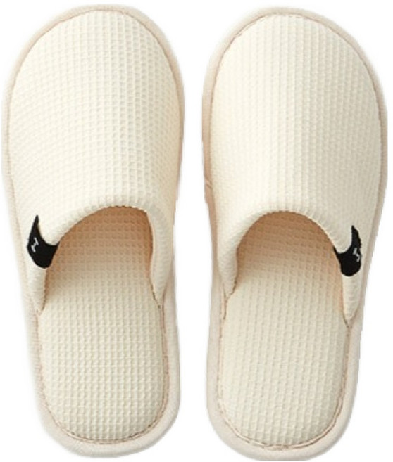 HANSSEM 鬆餅格紋拖鞋, 1個, 象牙白