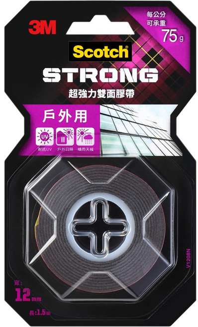 3M Scotch 超強力雙面膠帶 戶外用 每公分可承重75g, 1捲