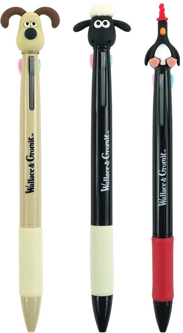 핑크풋 W & G 피규어 3색 볼펜 3종 세트 0.7mm, 그로밋 + 숀 + 맥그로우, 1세트