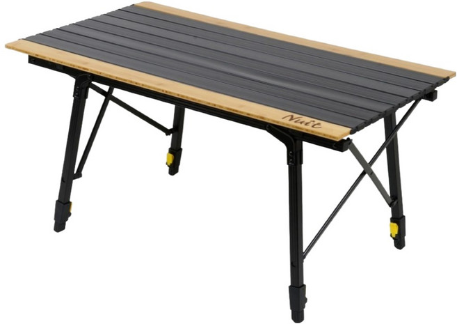 Nuit 努特 神風 鋁合金戶外露營炊事蛋捲桌 竹邊版 NTT117, 黑色
