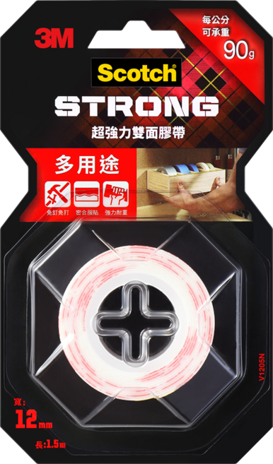 3M Scotchr 超強力雙面膠帶 多用途 90g, 1捲