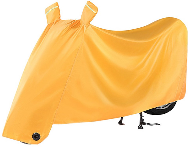 ANTIAN 加厚牛津布防曬防水雙耳機車罩/摩托車防塵車衣/電瓶車防雨蓬/電動車雨罩, 雙耳 + 黃色
