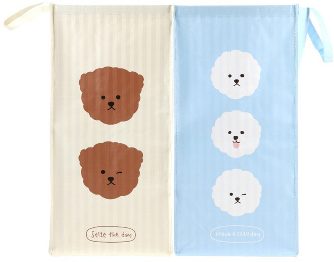 데일리라이크 타포린 분리 수거함 2종 세트, 01 비숑 푸들