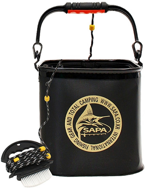 싸파 접이식 사각 솔 두레박, 블랙