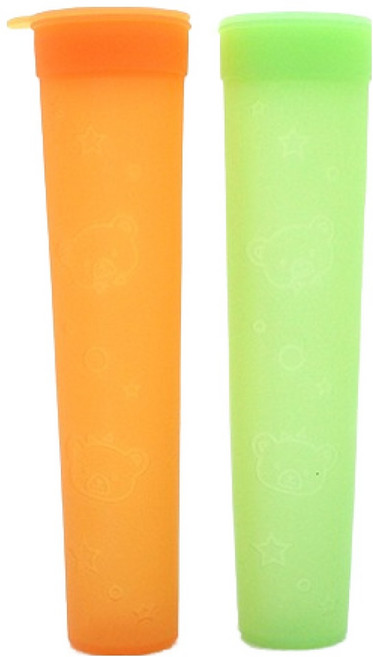 파미레 실리콘 아이스 폴라포 스틱 2종 세트, 반투명 오렌지 + 반투명 그린, 1세트