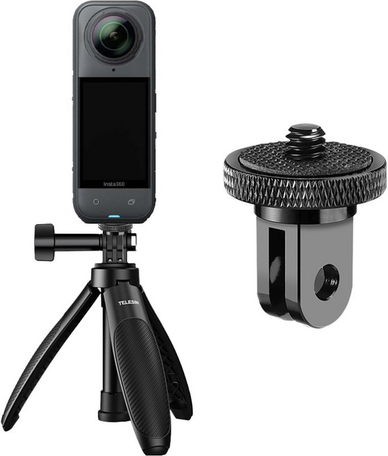 스페이스쉴드 인스타360 X5 호환 텔레신 액션캠 호환 4단 높이 조절 삼각대 쇼티 2세대 + 1/4홀 매직 변환 마운트 세트, 1세트