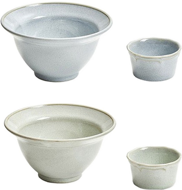 감성한스푼 도자기 빙수 그릇 2종 + 소스볼 2종 세트, 그린, 블루, 1세트