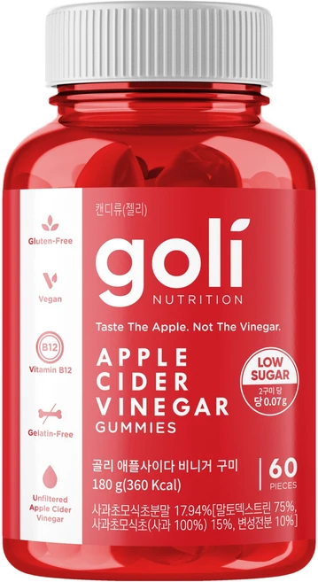 골리뉴트리션 애플사이다 비니거 구미 180g, 60정, 1개 - 쿠팡