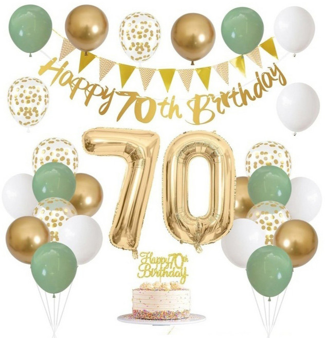 이온팩토리 파티용품 풍선 풀세트 칠순, 그린골드, 1세트