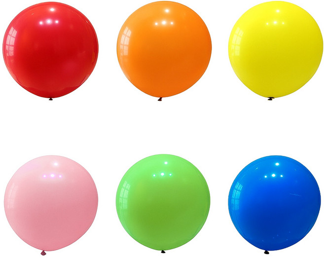 코히모 초대형 라운드 풍선 6종 세트 90cm 5W0443, 1세트, 레드+오렌지+옐로우+핑크+그린+블루