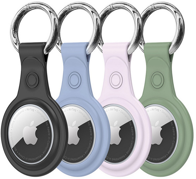 DUX DUCIS Apple AirTag TPU 環扣保護套 4個, 1組, 黑色 + 藍色 + 紫色 + 綠色