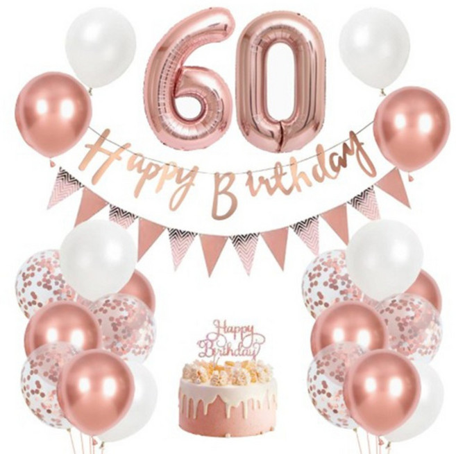 이온팩토리 파티용품 풍선 풀세트 환갑, 핑크, 1세트