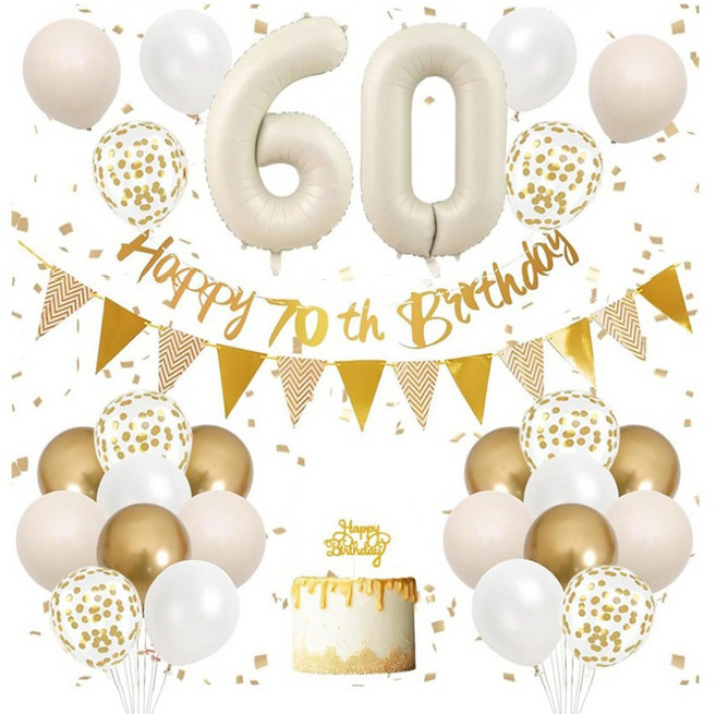 이온팩토리 파티용품 풍선 풀세트 환갑, 크림골드, 1세트