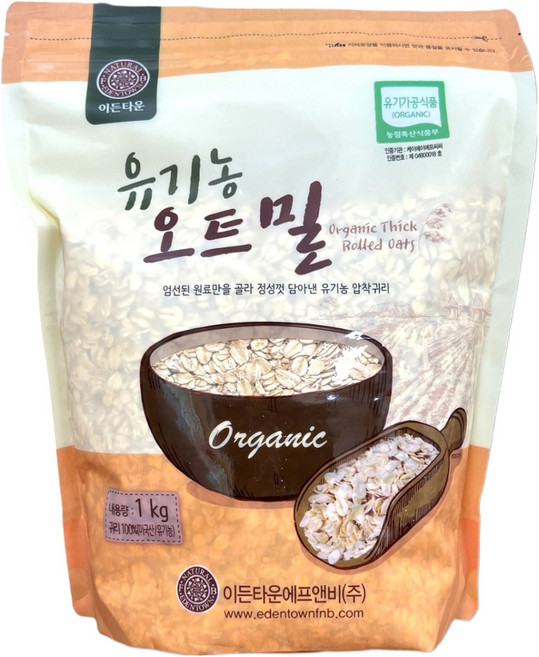 이든타운 유기농 오트밀, 1kg, 1개