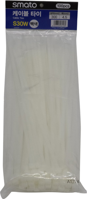 스마토 규격 컬러별 케이블타이, 100개, 백색