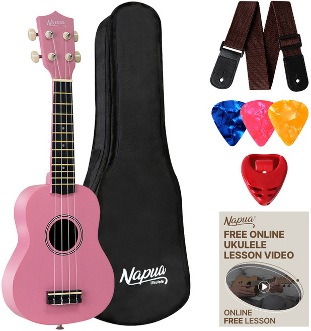 나푸아 입문용 우쿨렐레 초보 패키지 세트 PN NU330S, 1세트, 소프라노