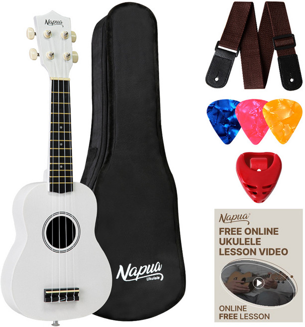 나푸아 입문용 우쿨렐레 초보패키지 NU330S WH, 1세트, 소프라노