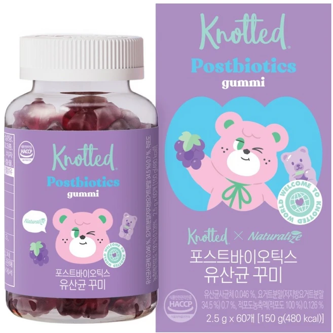 네추럴라이즈 노티드 포스트바이오틱스 유산균 꾸미 150g, 60정, 1개 - 쿠팡