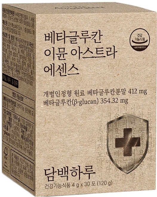담백하루 베타글루칸 이뮨 아스트라 에센스 30p, 120g, 1박스 - 쿠팡