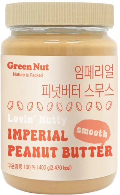 그린너트 대용량 임페리얼 피넛버터 스무스, 1개, 400g - 쿠팡