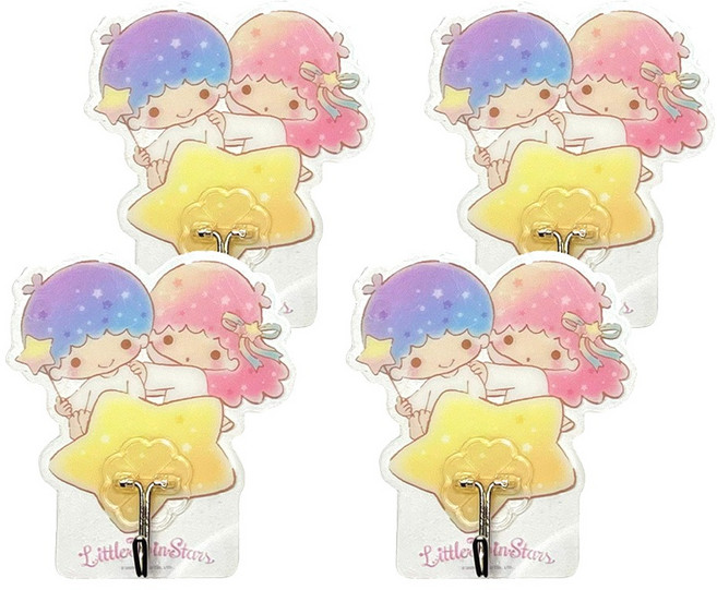 Sanrio 三麗鷗 雙星仙子無痕掛勾 STS3012 97 x 88 x 20mm, 雙星仙子 星光閃閃 淡黃色, 4個