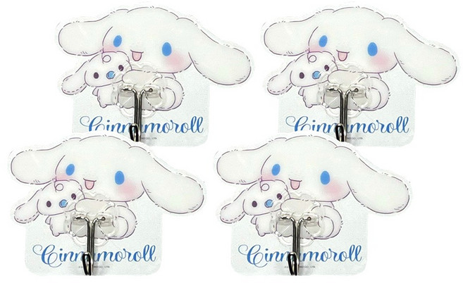 Sanrio 三麗鷗 大耳狗喜拿無痕掛勾 SCN3008 70 x 100 x 20mm, 甜蜜時光 白色, 4個