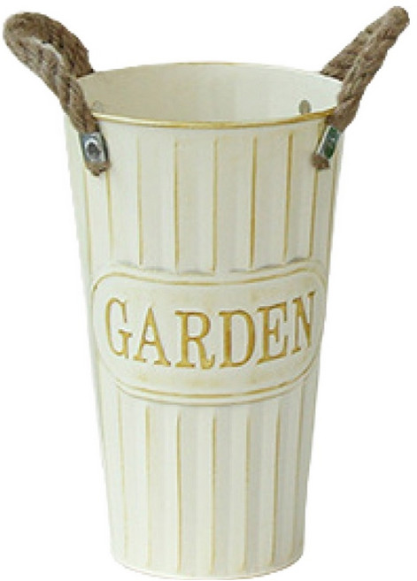 小麥購物 高款復古鐵皮花盆 L533, 1個, 復古白