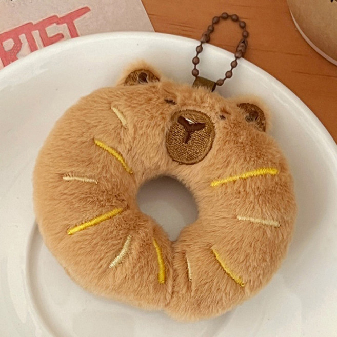 순잠 창의적인 베이커리 시리즈 카피바라 키링 인형, 8.3cm, 도넛, 1개