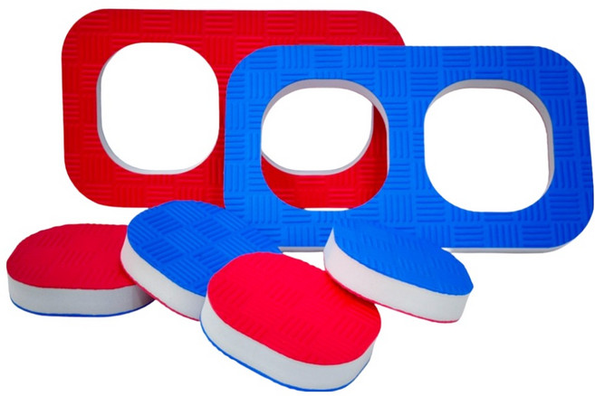 파티공구 2인 3각 릴레이 레드블루 + 원형 멀티사각칩 게임 세트 31.5cm, 2세트