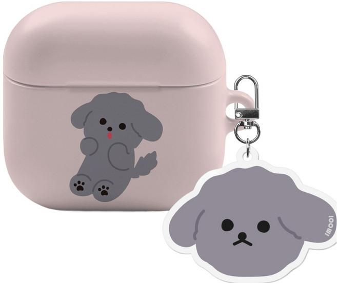 아이무이 에어팟4 하드 케이스 + 아크릴 키링 세트, 퍼피 실버푸들2, 1세트